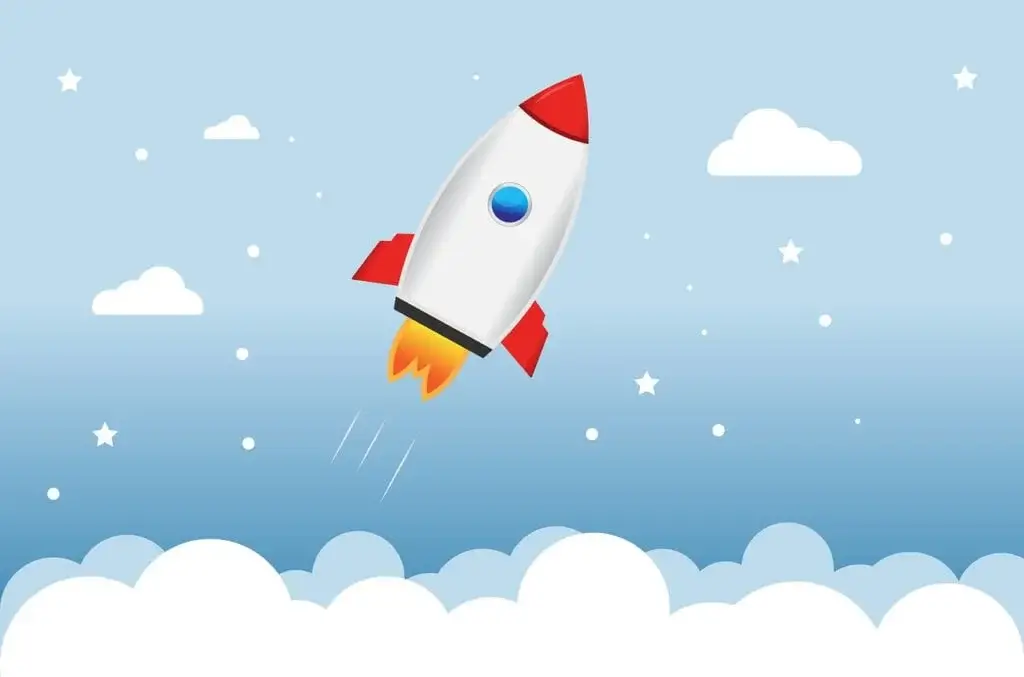 Rocket illustration symbolizing speed and performance of NordVPN.