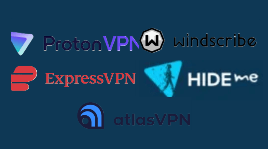 Logos of various VPN providers.