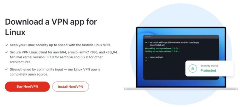 NordVPN Linux Application Installation.