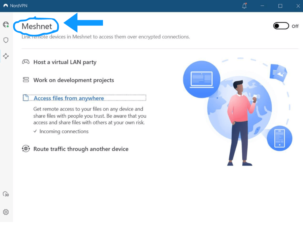NordVPN Meshnet feature screenshot.