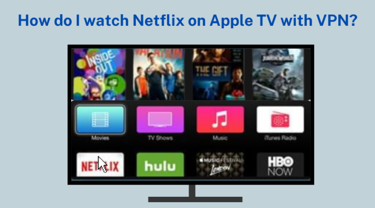 Apple TV interface showing Netflix and other streaming apps.