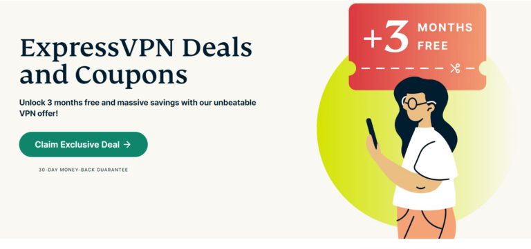 ExpressVPN deals and coupons promotion offering 3 months free.