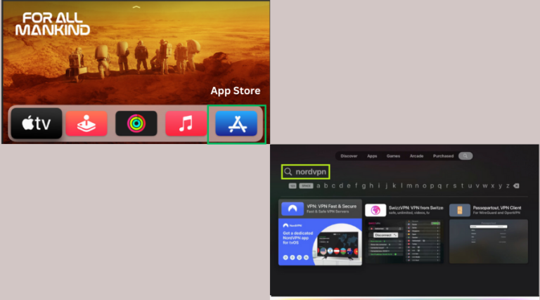 Apple TV App Store search for NordVPN