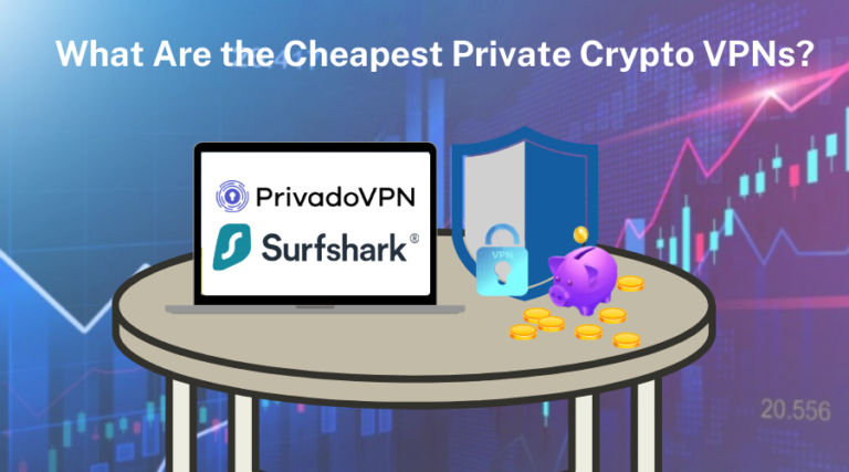 Table displaying cheap VPN options for crypto trading, featuring Surfshark and PrivadoVPN.