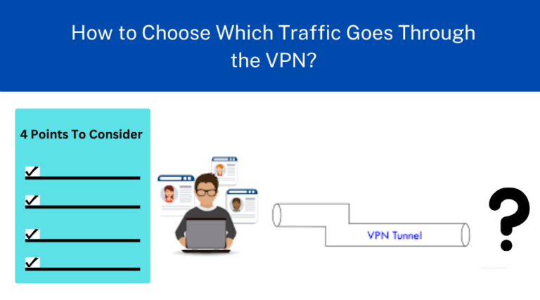 Graphic showing four key points to consider when choosing which traffic goes through a VPN.